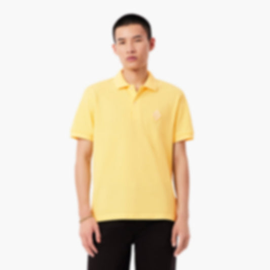 Classic Fit Badge Accent Piqué Polo - Pastel yellow
