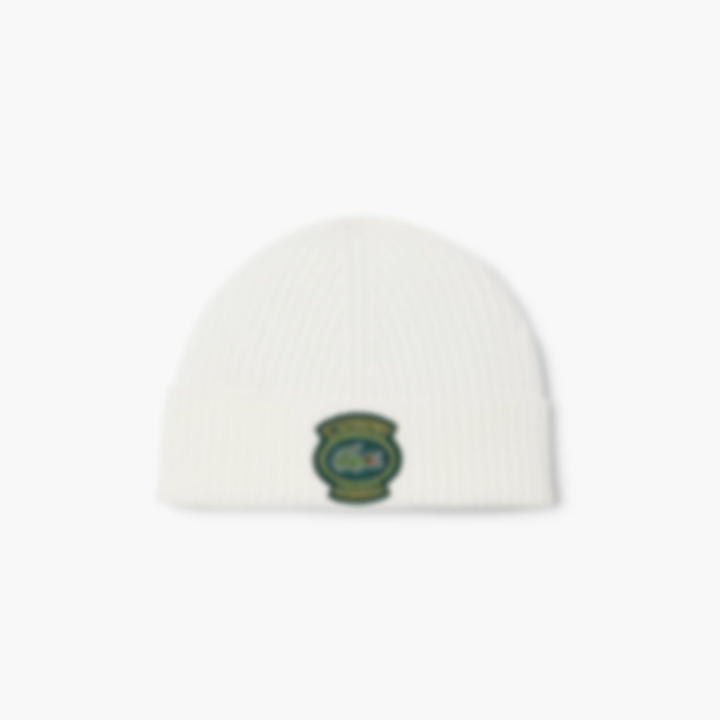 Unisex Ribbed Wool Badge Beanie - White
