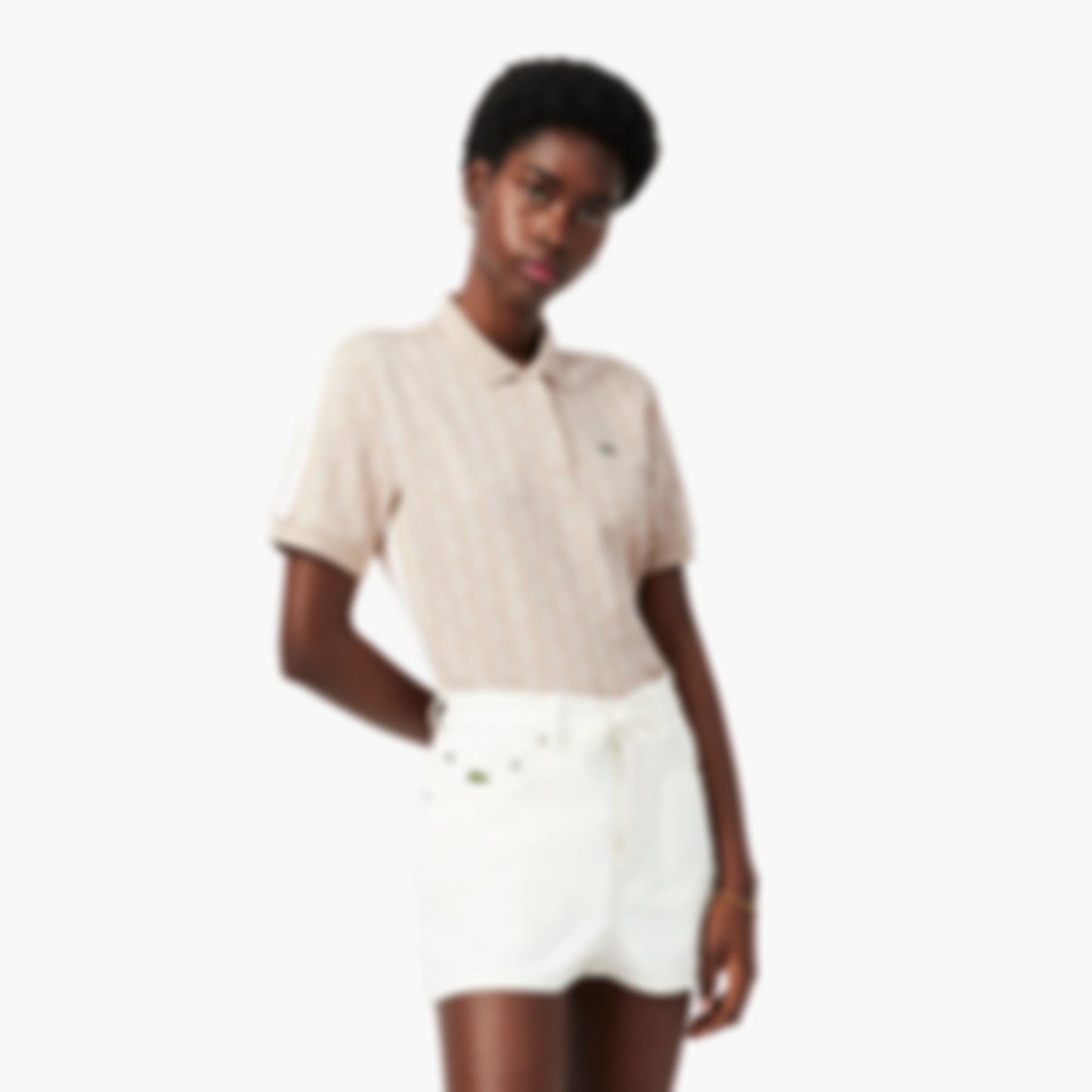 Women's Slim Fit Monogram Polo - Beige / Blanc