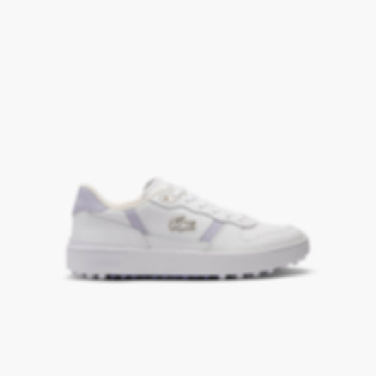 Women's T-Clip Golf Leather Golf Shoes - WHT/LT PURP