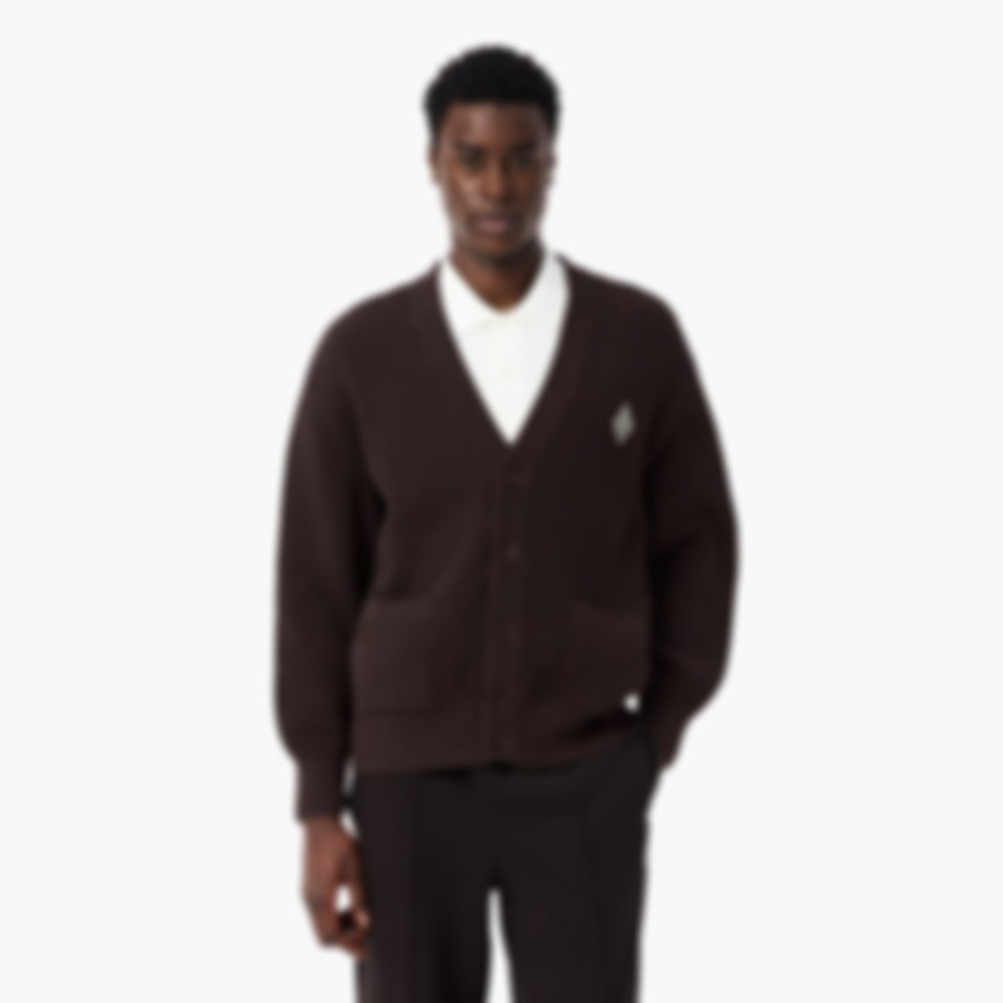 Relaxed Fit Ribbed Cotton Cardigan - Brown