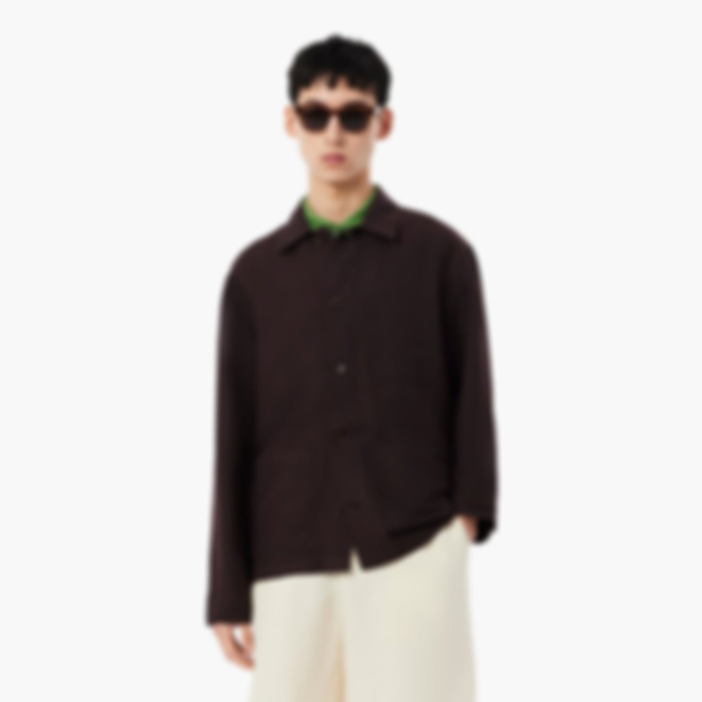 Linen Blend Overshirt - Brown