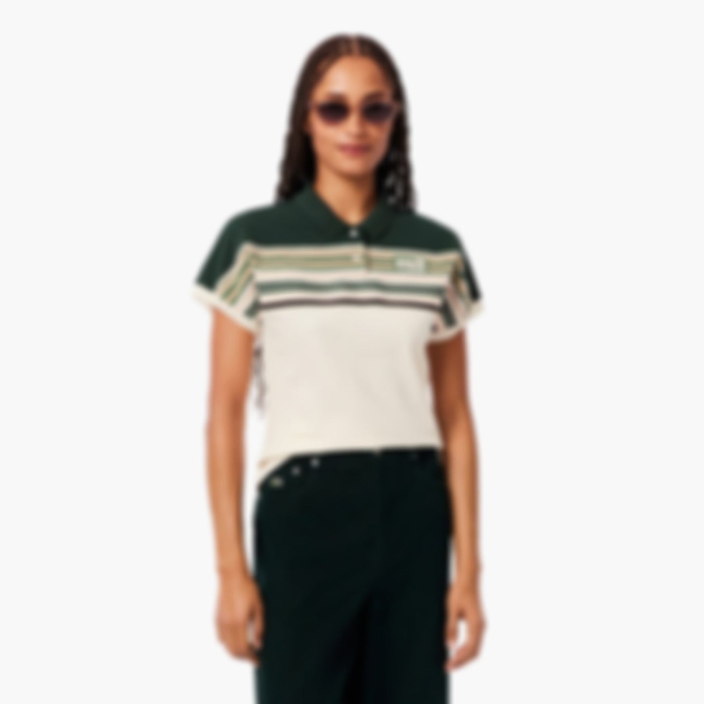 Women's Made In France Slim Fit Striped Polo - White / Green