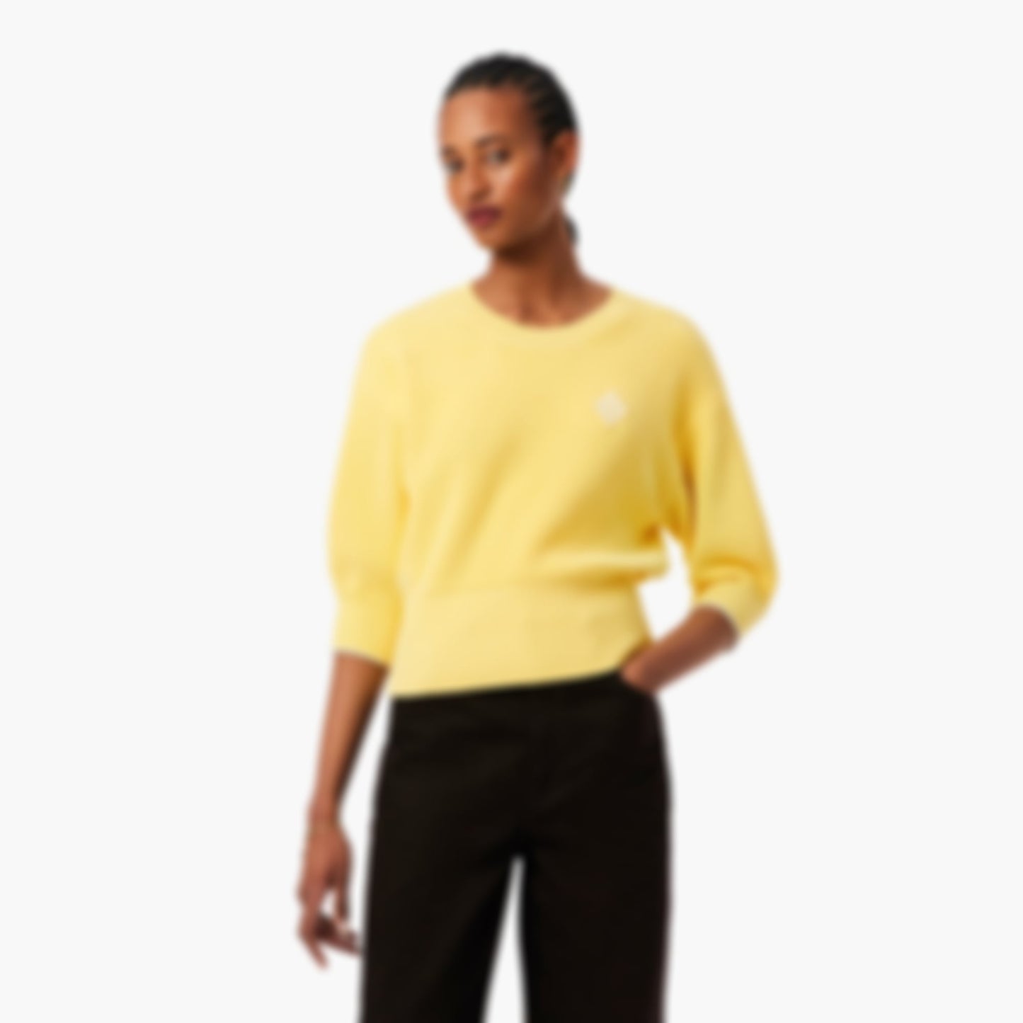 Cotton Crew Neck Sweater - Pastel yellow