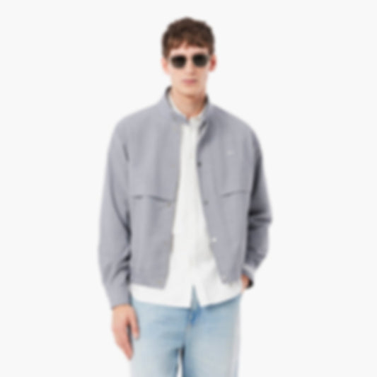 Wool Blend Harrington Jacket - Light Grey