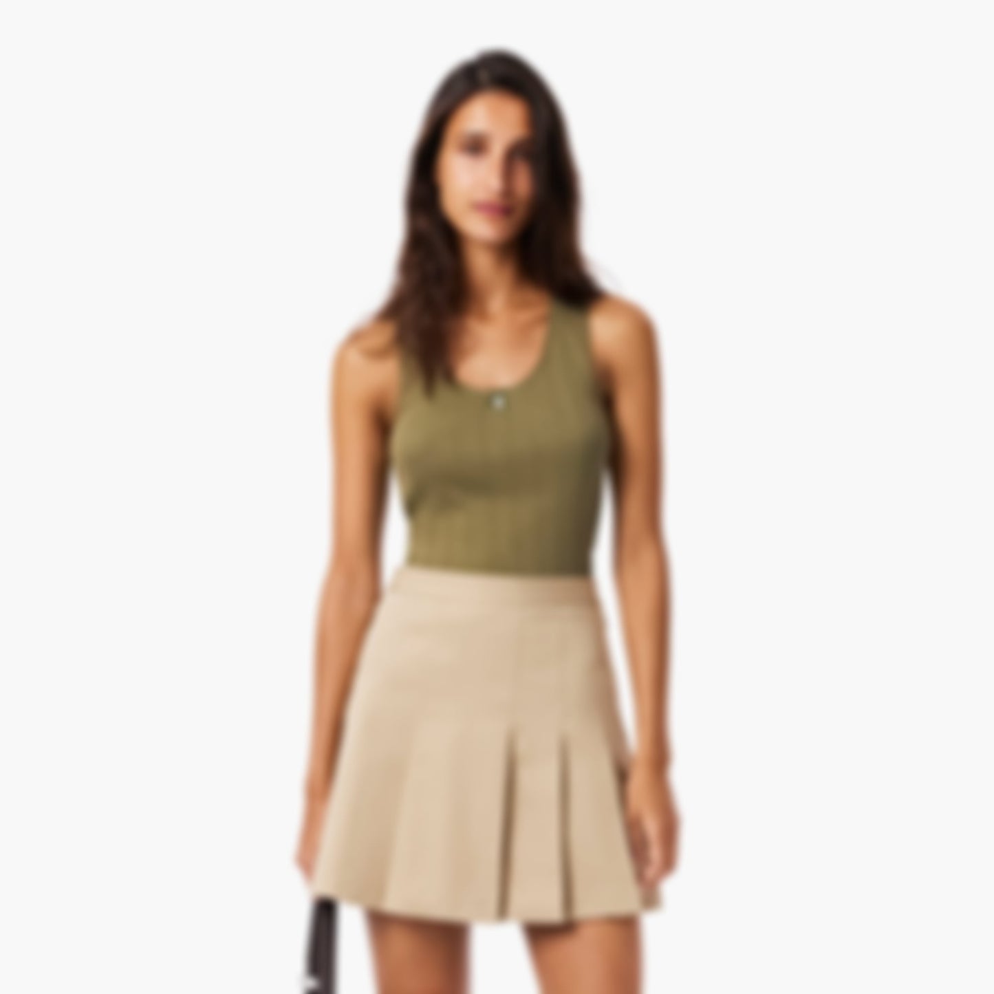Women's Slim Fit Pointelle Knit Cotton Tank Top - Khaki Green