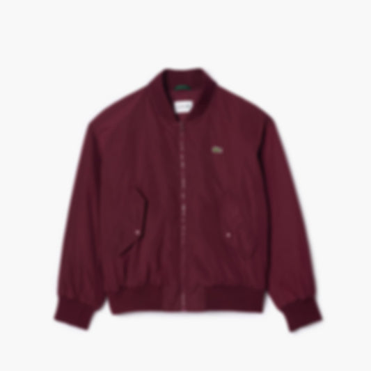 Women's Oversized Ribbed Cuff Bomber Jacket - Bordeaux