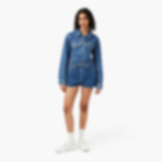 Cotton Denim Shorts - Blue Chine