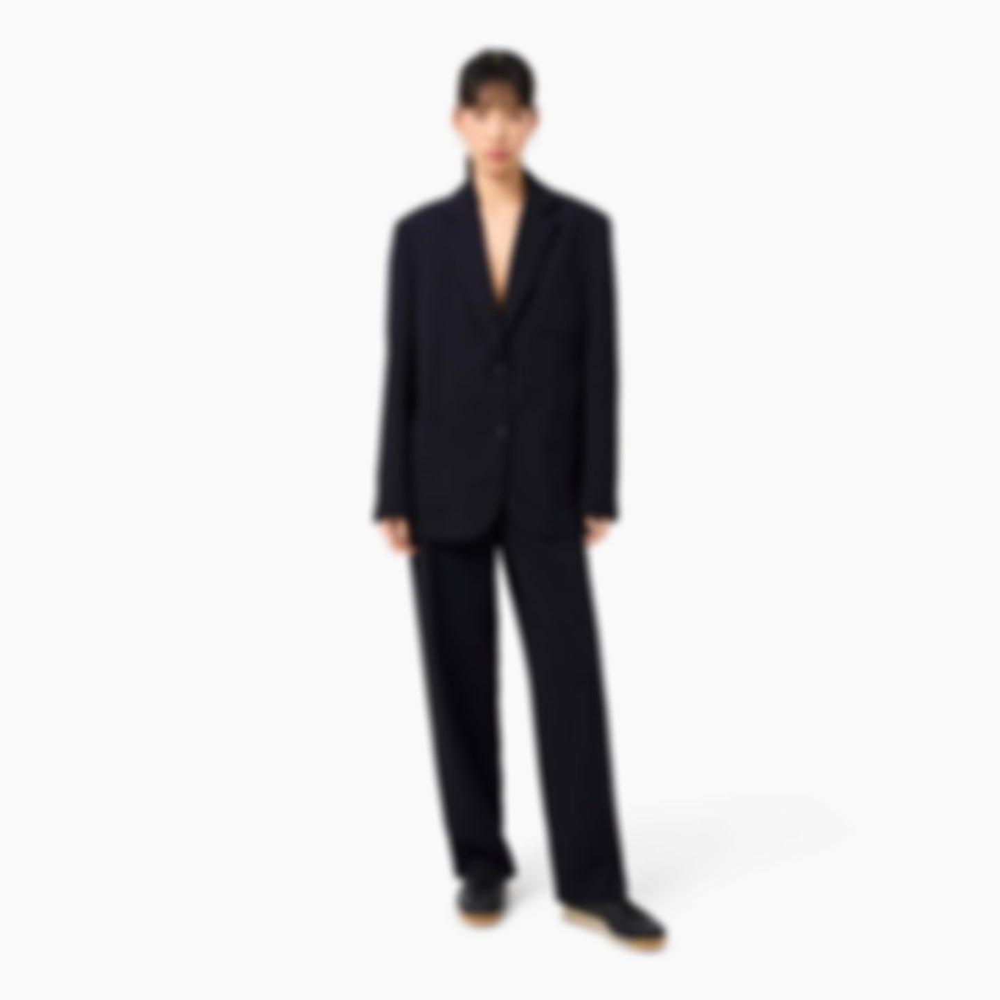 Oversized Fluid Piqué Suit Pants - Abysm blue