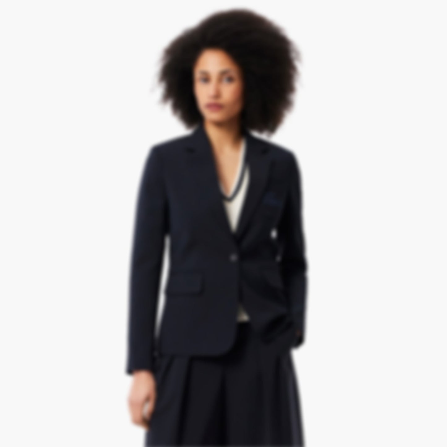 Women's Embroidered Logo Slim Fit Wool Blazer - Abysm blue