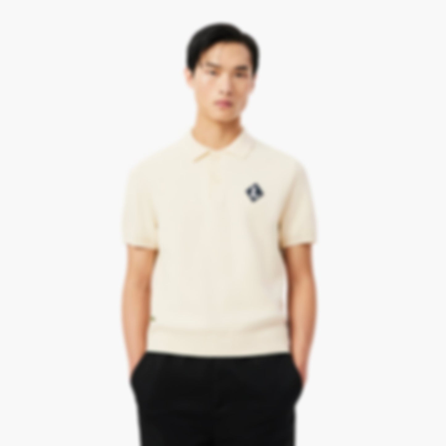 Made In France Badge Accent Polo Collar Sweater - Cream