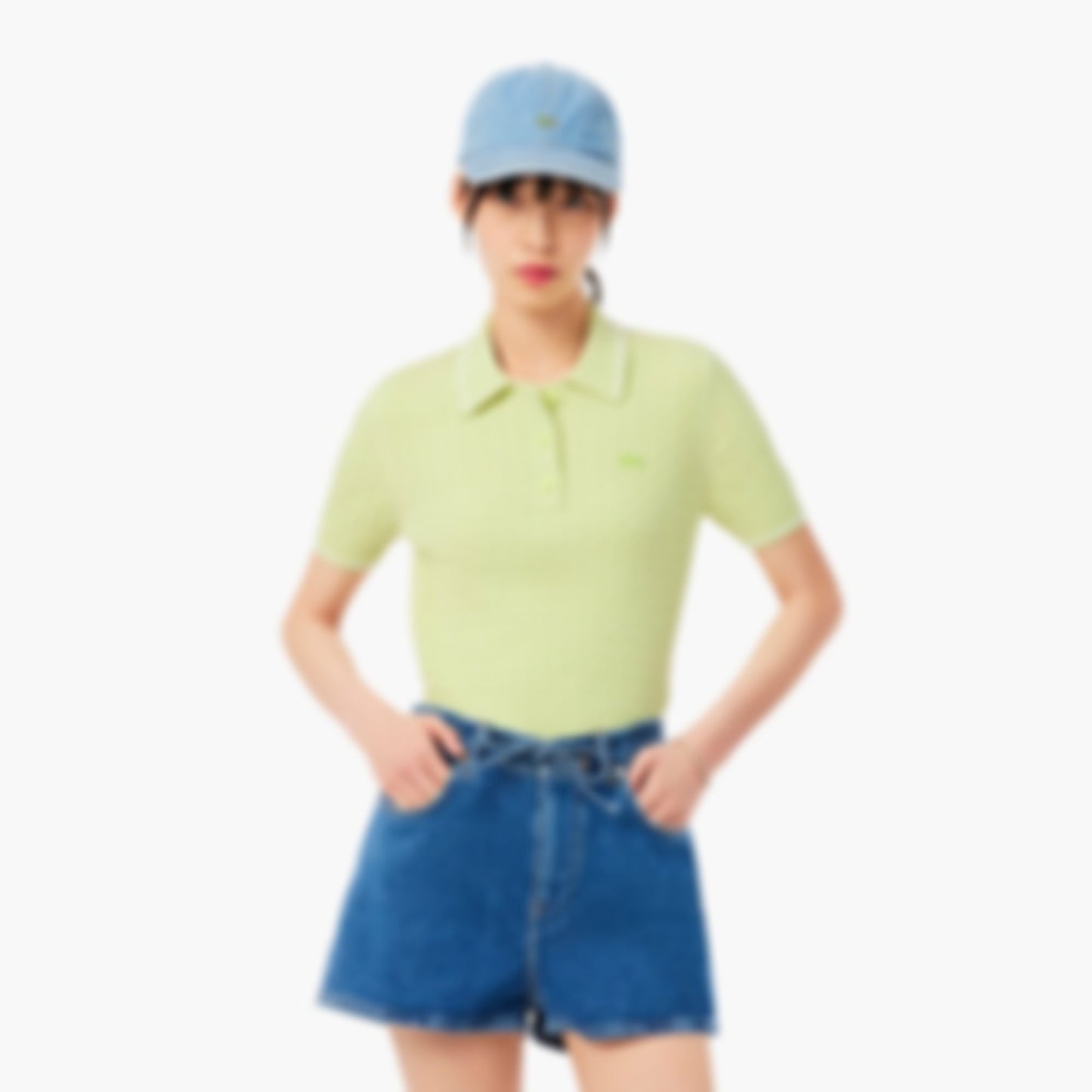Striped Cable Knit Polo Collar Sweater - Green