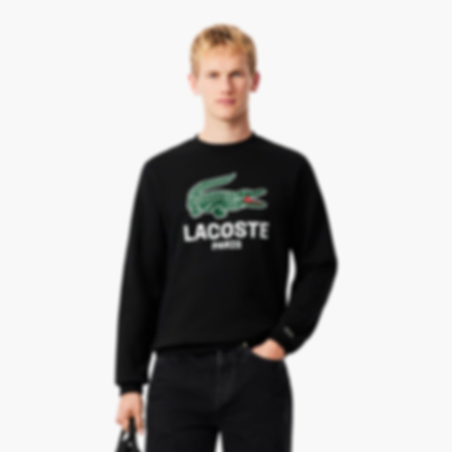Men's Classic Fit Printed Crew Neck Sweatshirt - Black