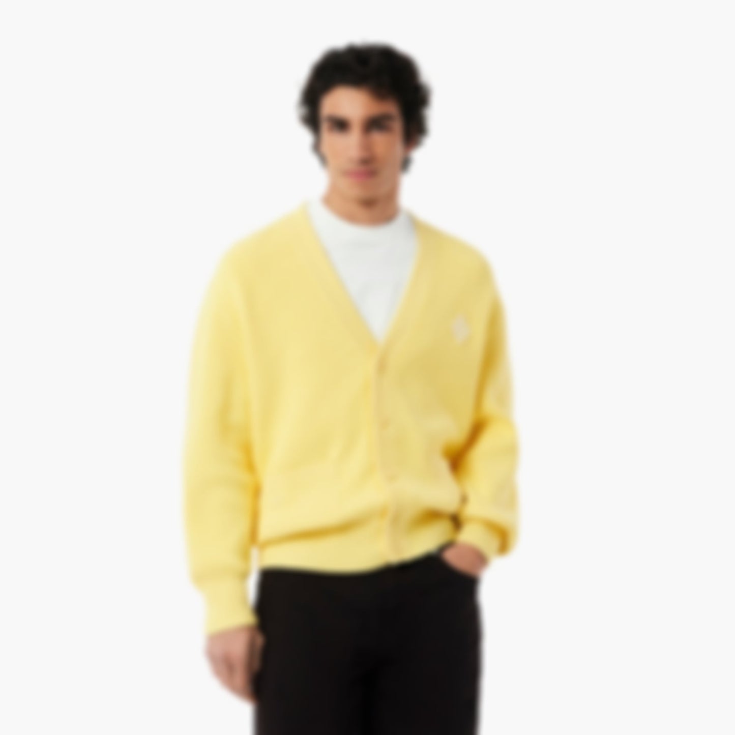 Relaxed Fit Ribbed Cotton Cardigan - Pastel yellow