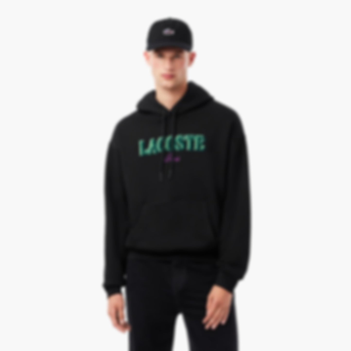 Men's Loose Fit Embroidered Hoodie - Black