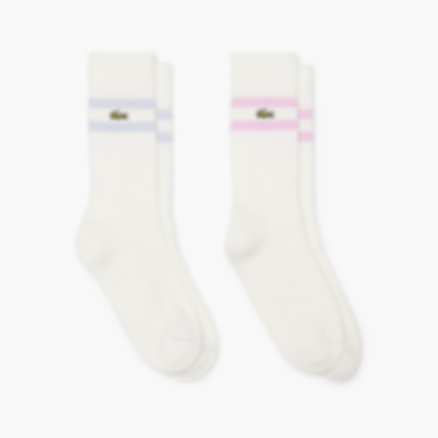 Unisex Ribbed Cotton Socks - Blanc / Bleu Clair / Rose