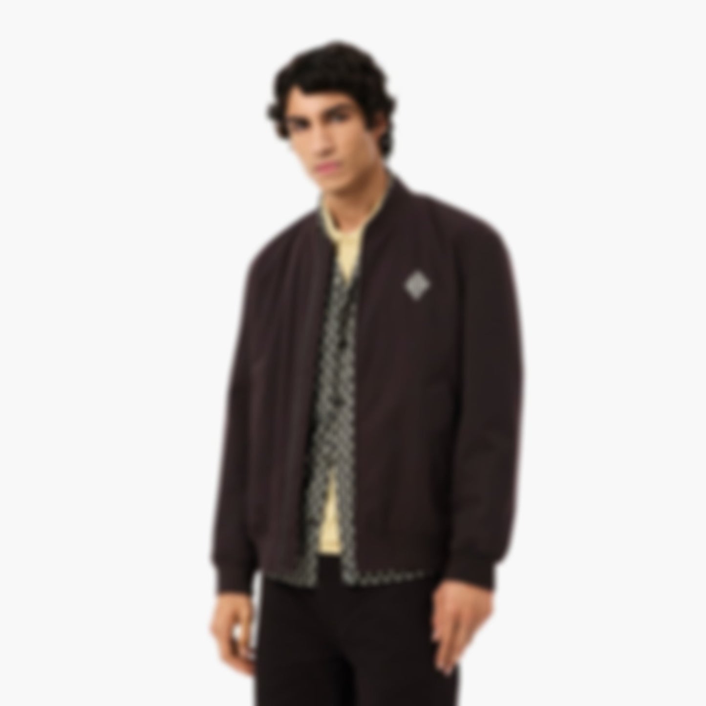 Retro Badge Water-Repellent Bomber Jacket - Brown