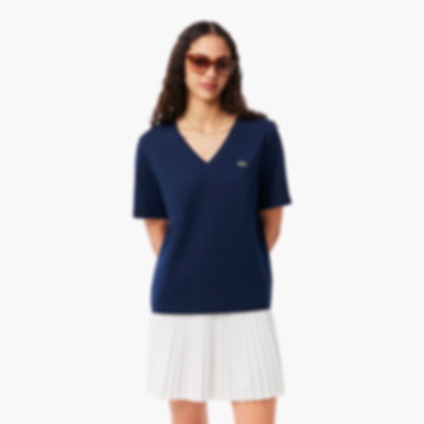 Women's Relaxed Fit Soft Cotton V-Neck T-Shirt - Navy Blue