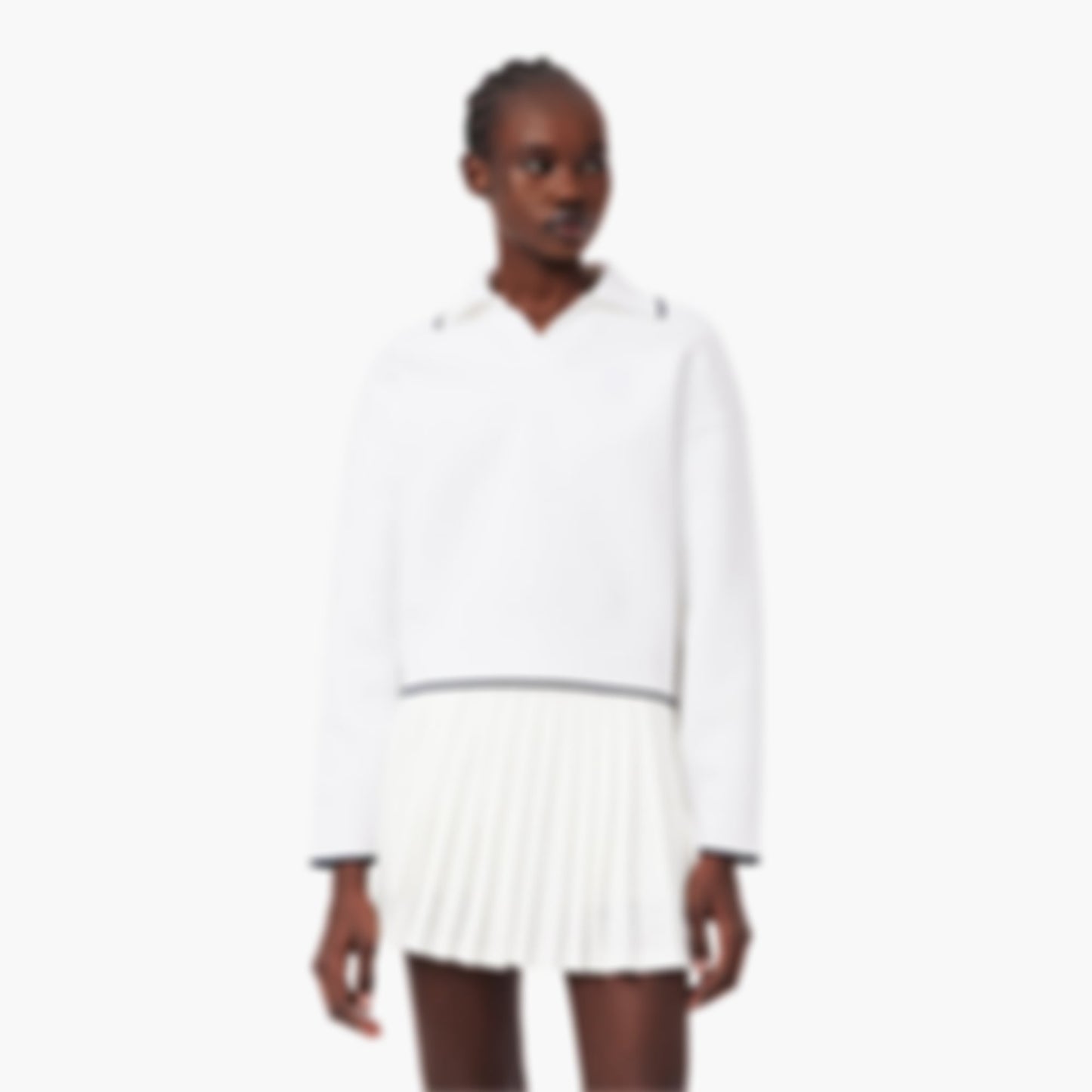 Tennis Heritage Polo Collar Sweatshirt - White