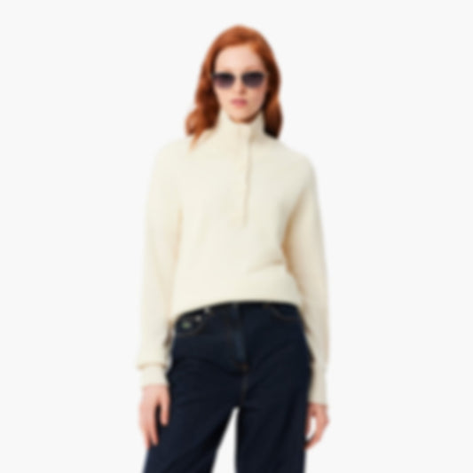 Women's Wool High-Neck Sweater - Cream