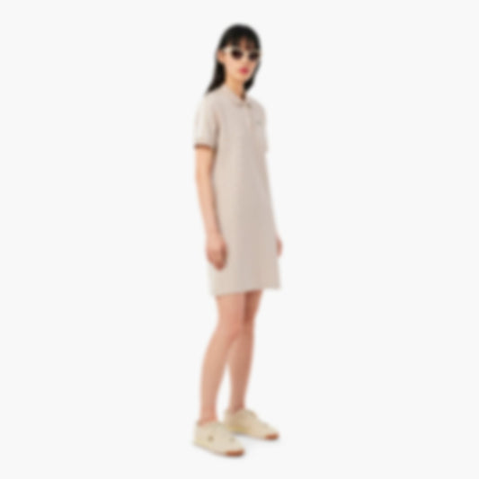 Women's Slim Fit Monogram Polo Dress - Beige / Blanc
