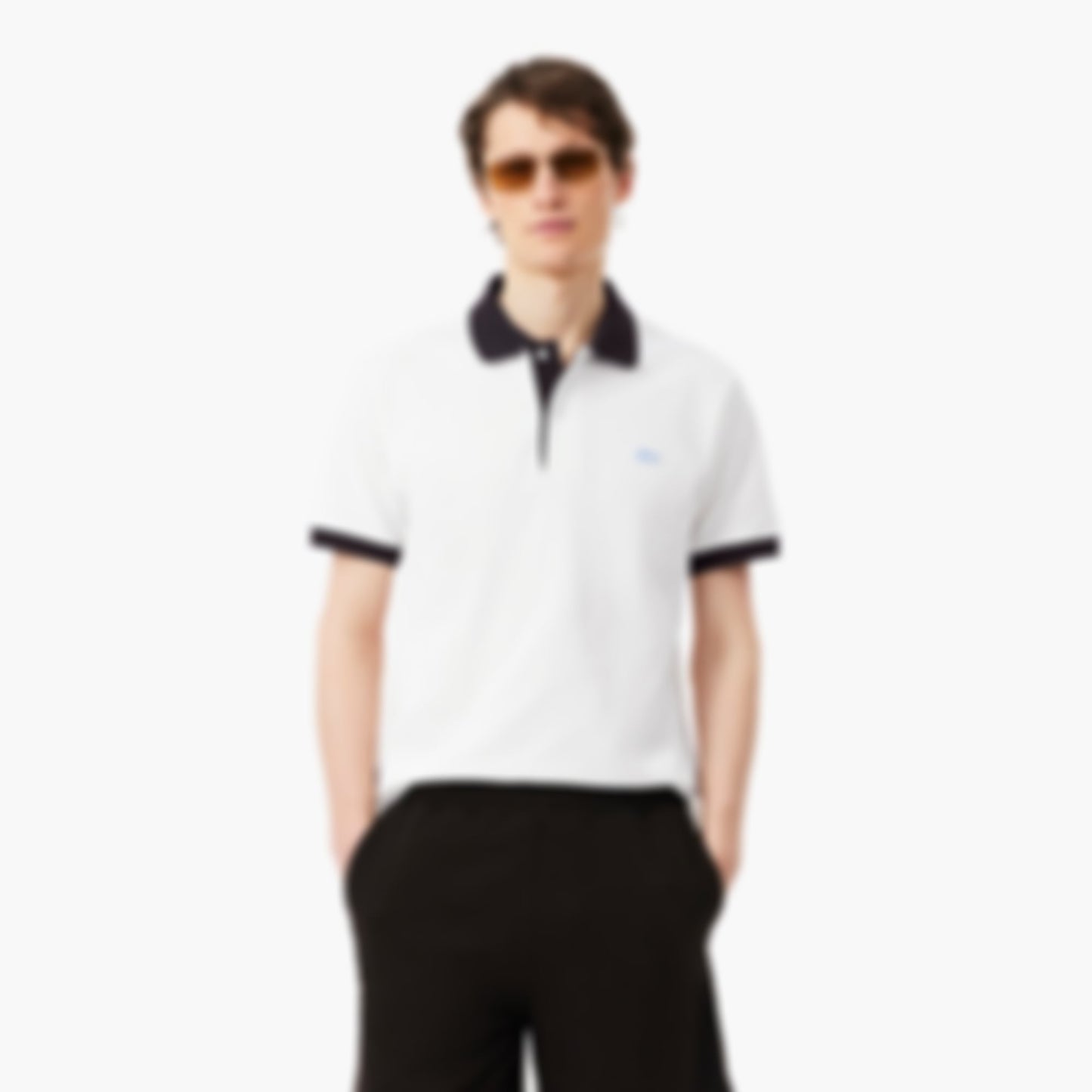 Classic Fit Contrast Rib Polo - Blanc / Marron