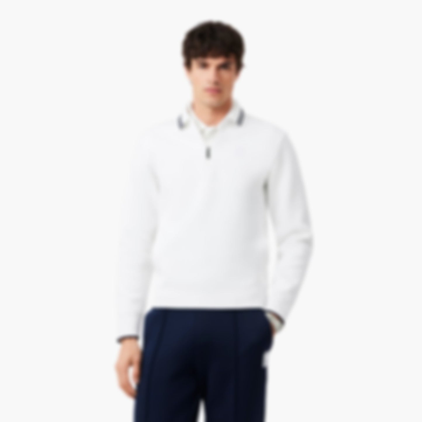 Tennis Heritage Polo Collar Zipped Sweatshirt - White