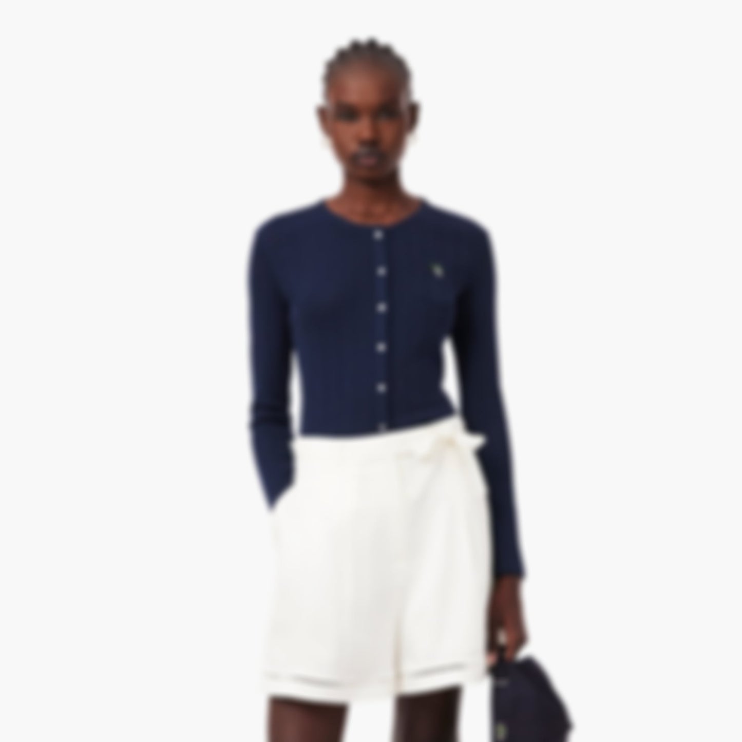 Slim Fit Pointelle Cardigan - Navy Blue