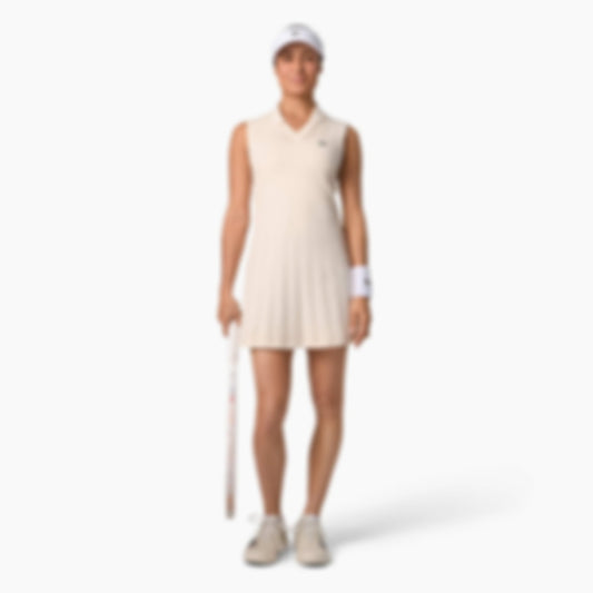 Women's Stretch Tennis Dress & Shorts - White / Khaki Green