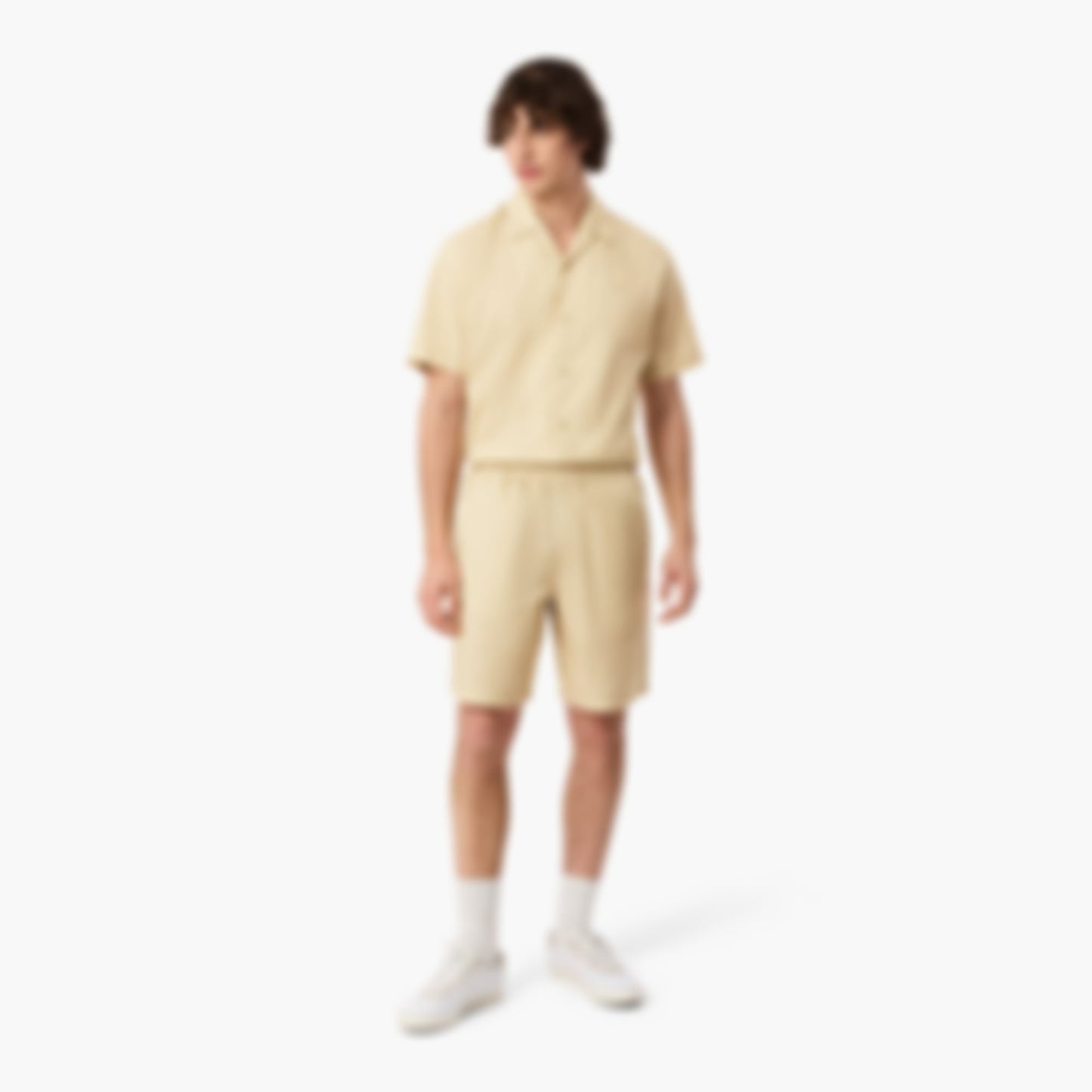 Crocodile Print Stripe Cotton Shorts - Beige / Blanc