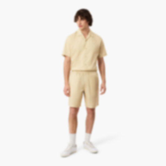 Crocodile Print Stripe Cotton Shorts - Beige / Blanc