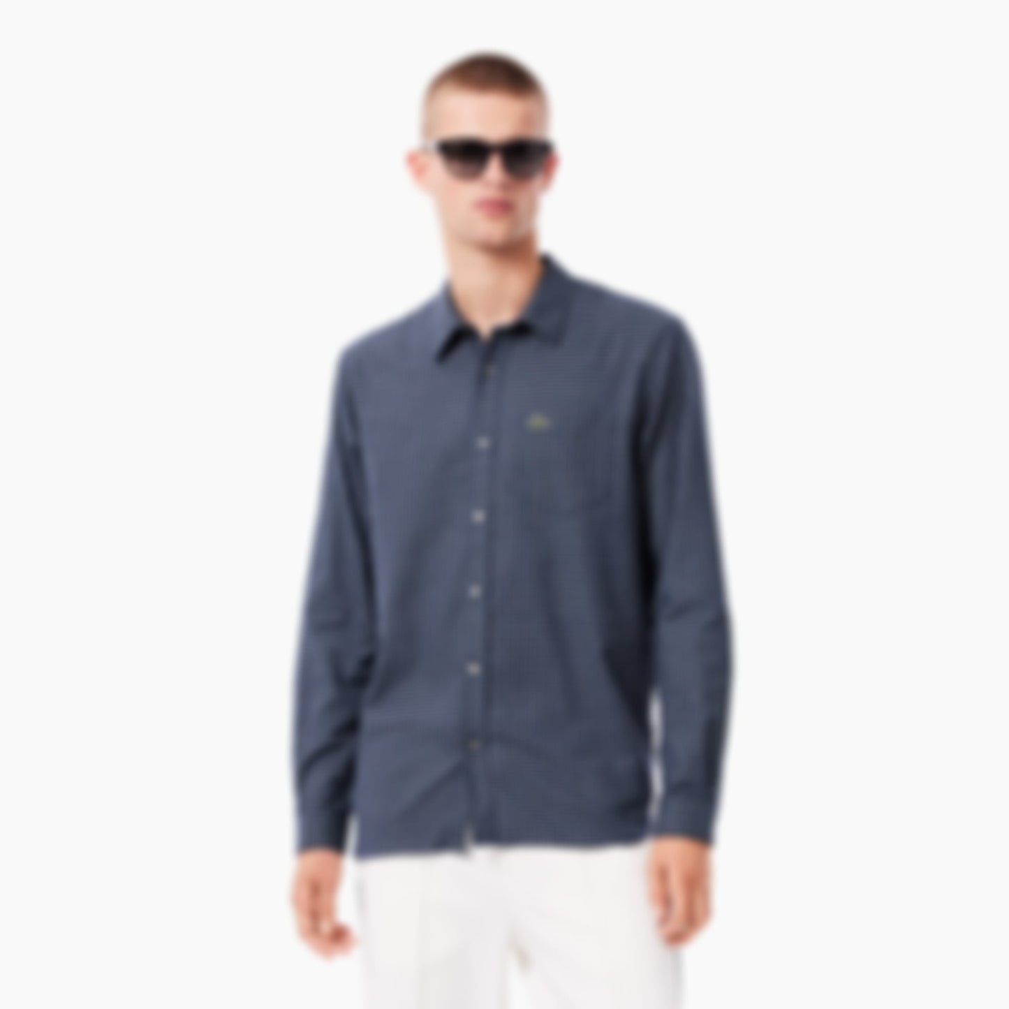 Men's Regular Fit Plaid Flannel Shirt - Navy Blue / White
