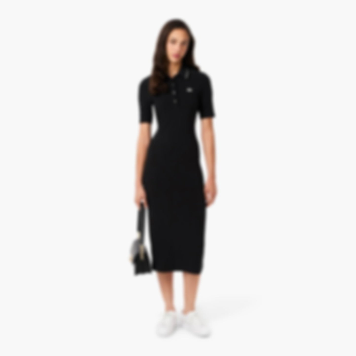 Women's Slim Fit Diamanté Crocodile Polo Collar Dress - Black