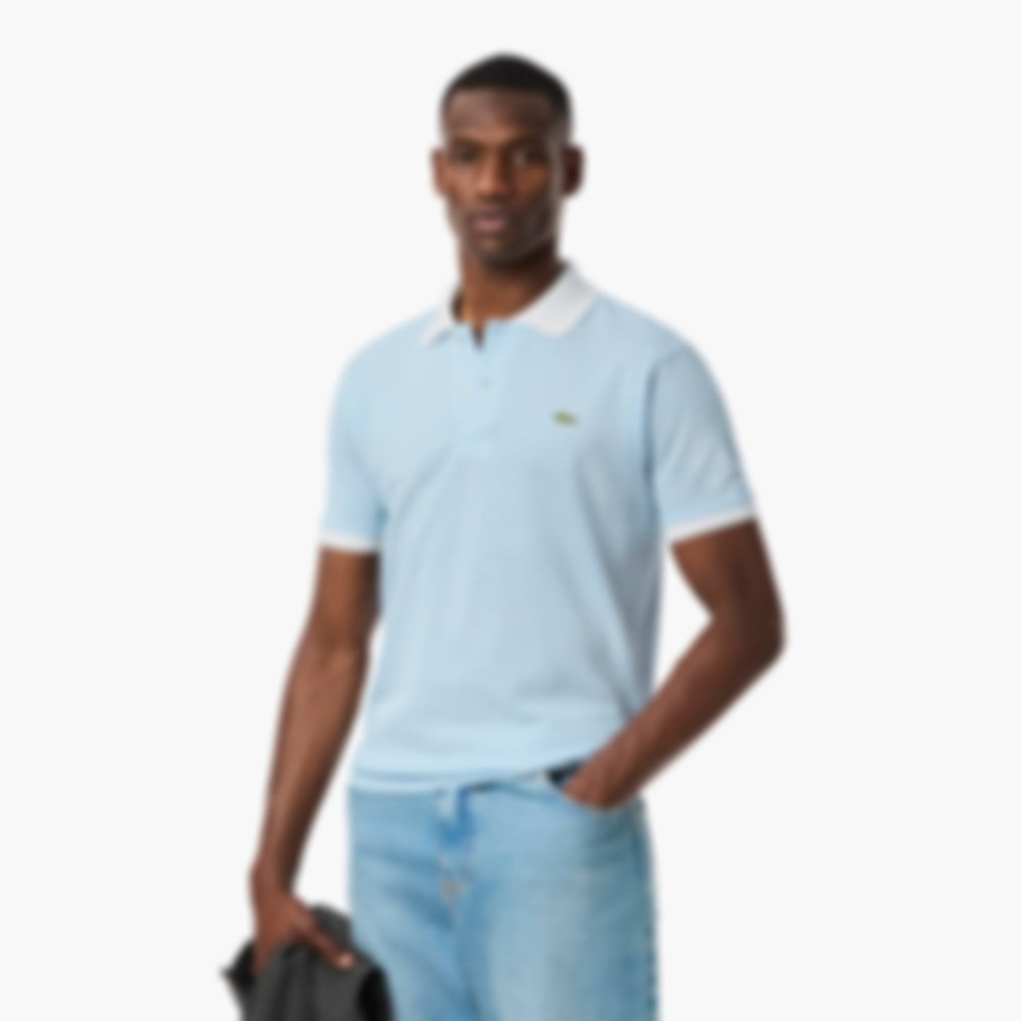Men's Classic Fit L.12.12 Striped Petit Piqué Polo - White / Blue