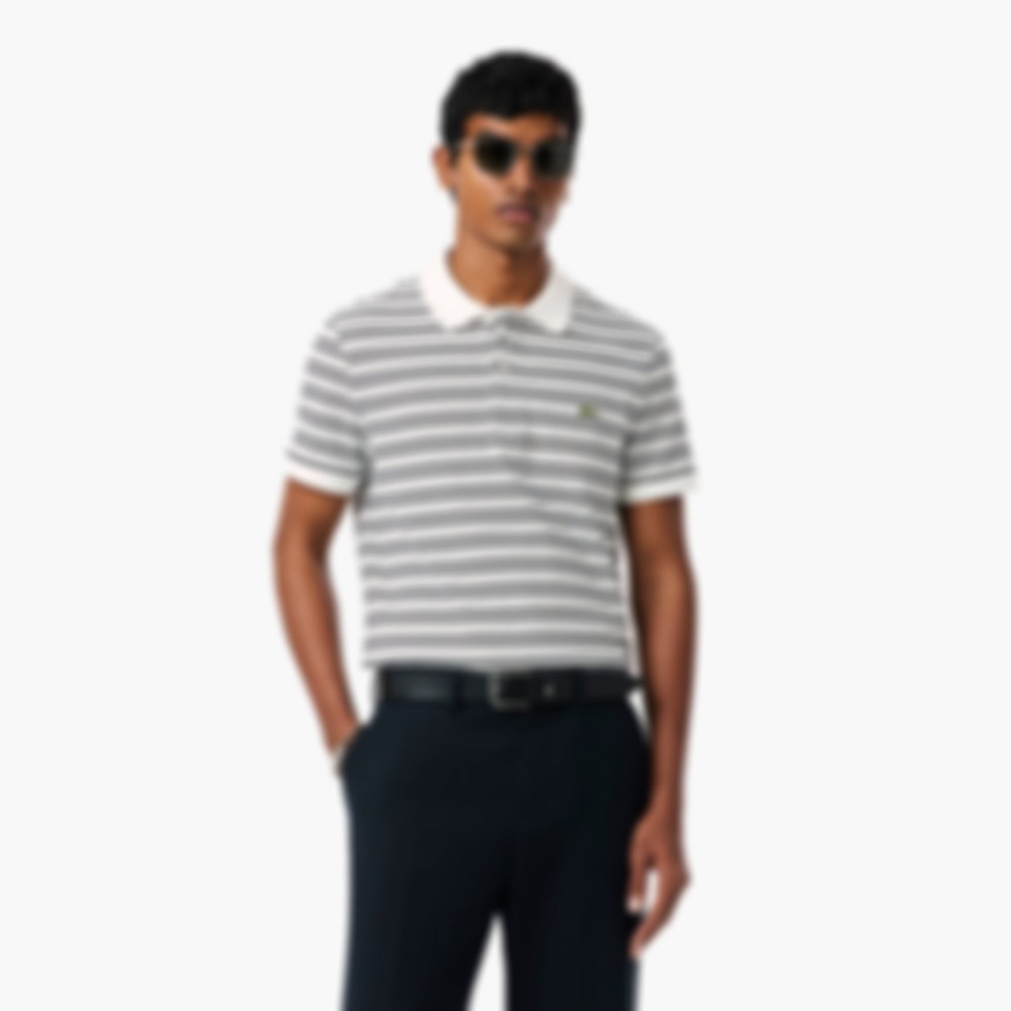Classic Fit Striped Petit Piqué Polo - Noir / Blanc