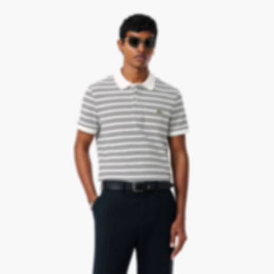 Classic Fit Striped Petit Piqué Polo - Noir / Blanc