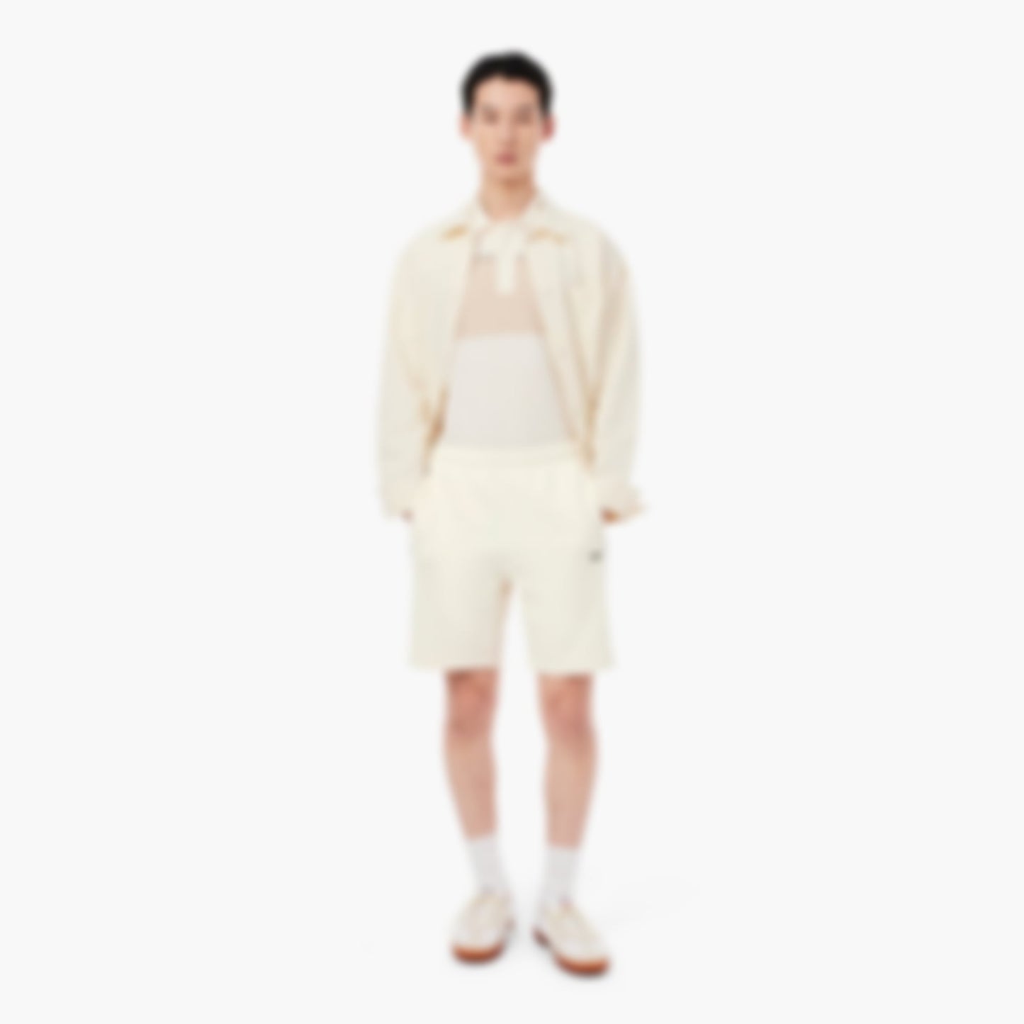 Regular Fit Colorblock Fleece Shorts - Beige