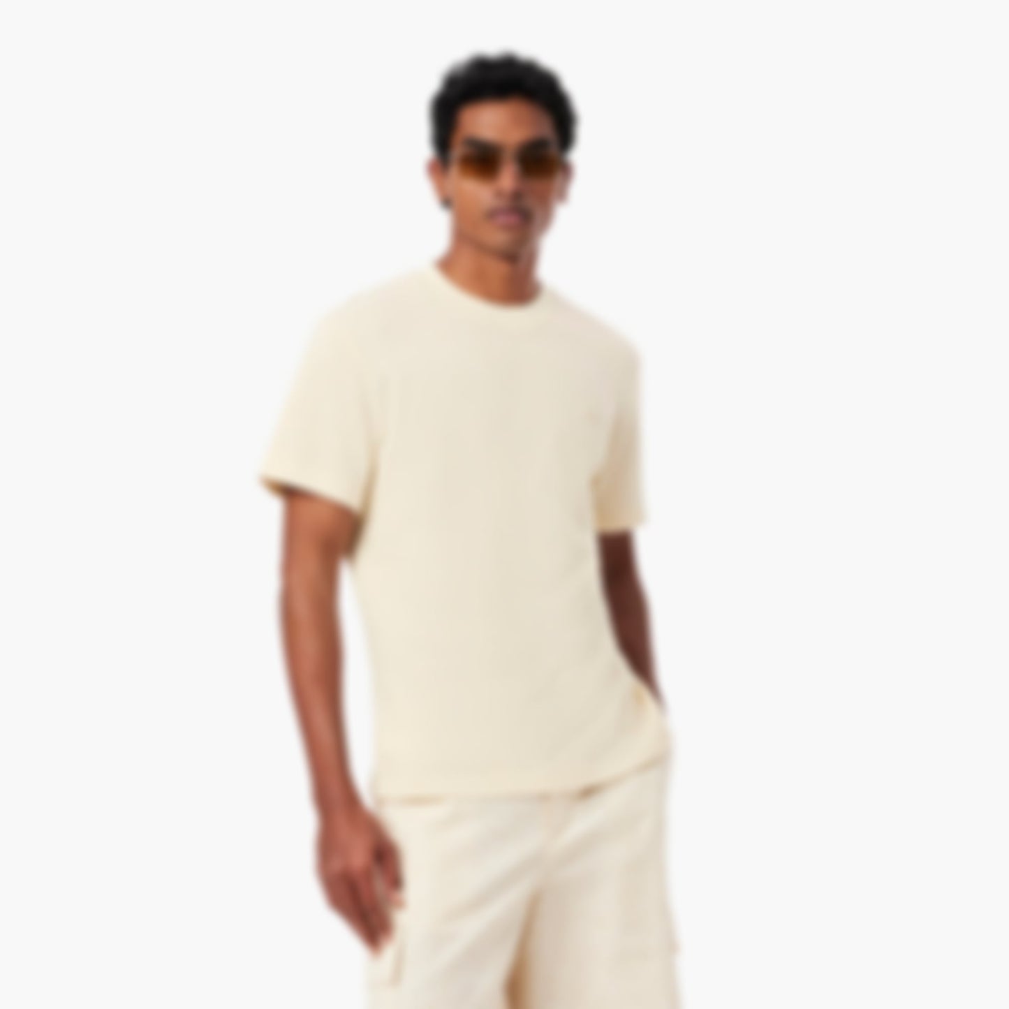 Lacy Cotton T-Shirt - Beige
