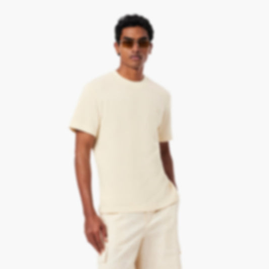 Lacy Cotton T-Shirt - Beige
