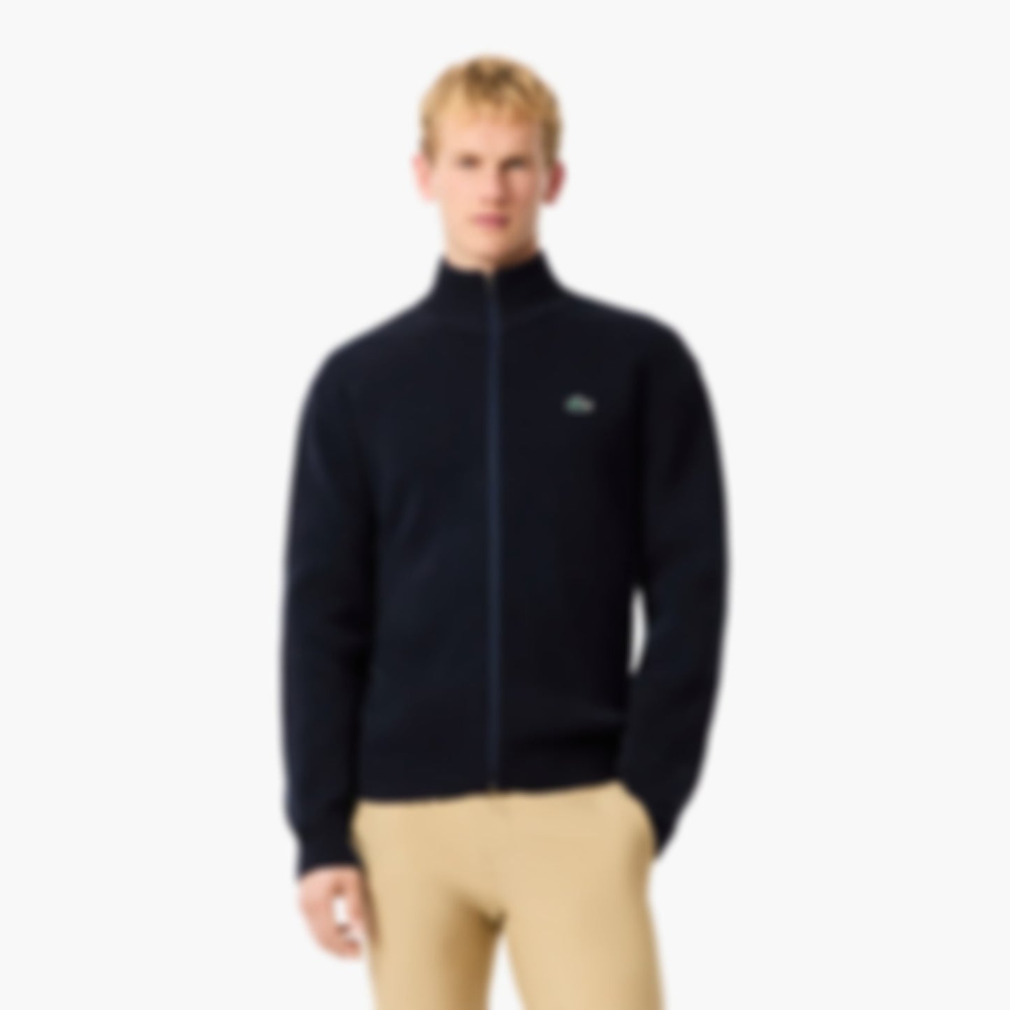 Men's Ribbed Knit Zip-Up Golf Sweater - Navy Blue