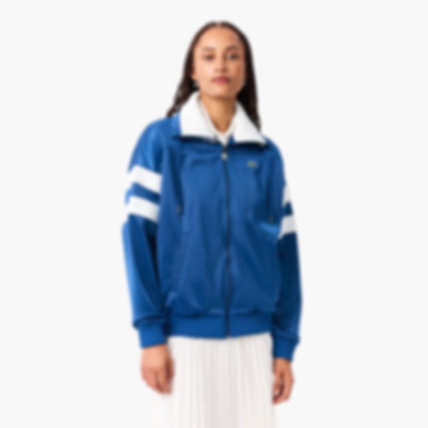 Women's Oversized Pointelle Stripe Satin Sweatshirt - Blue