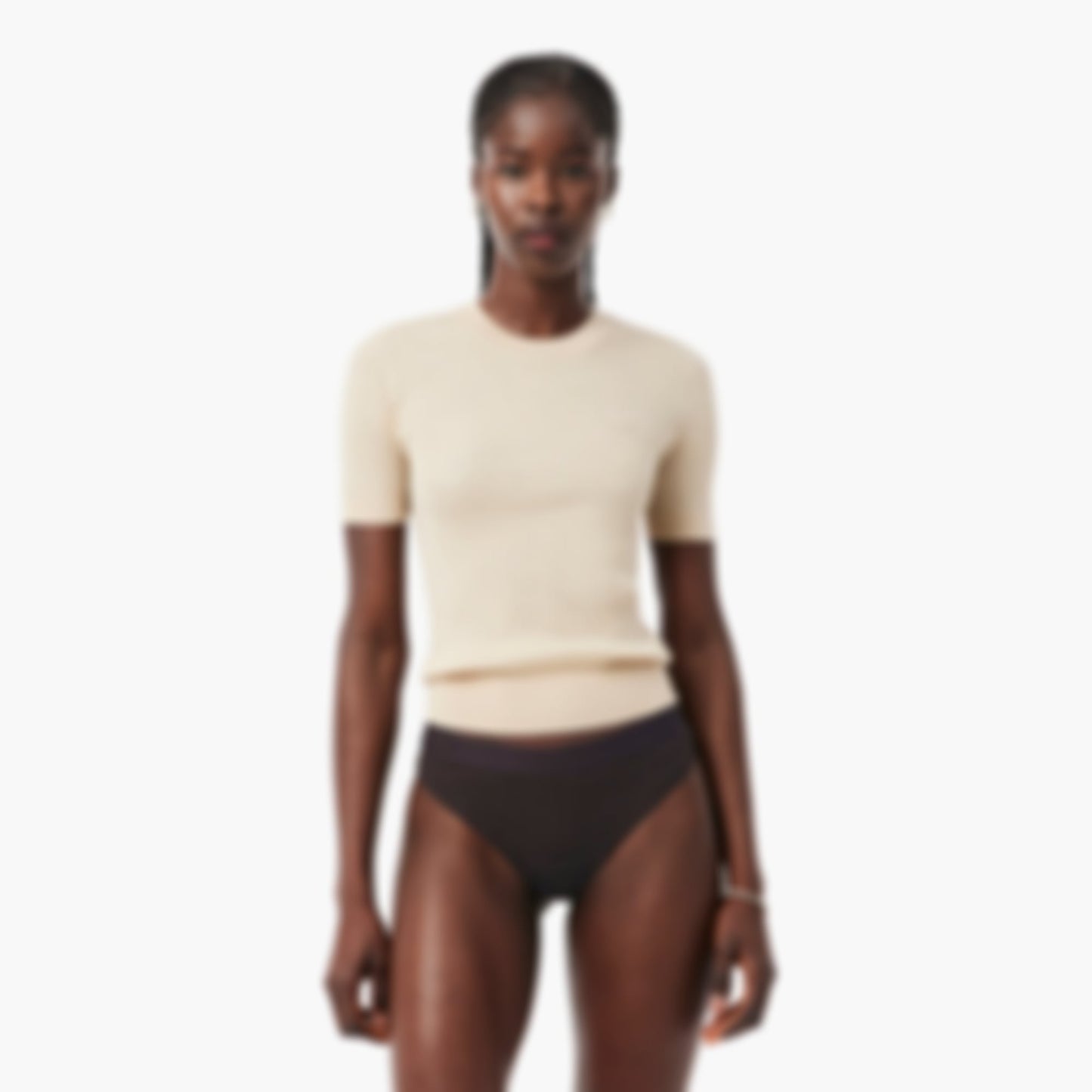 Logo Waist Mesh String Briefs - Brown