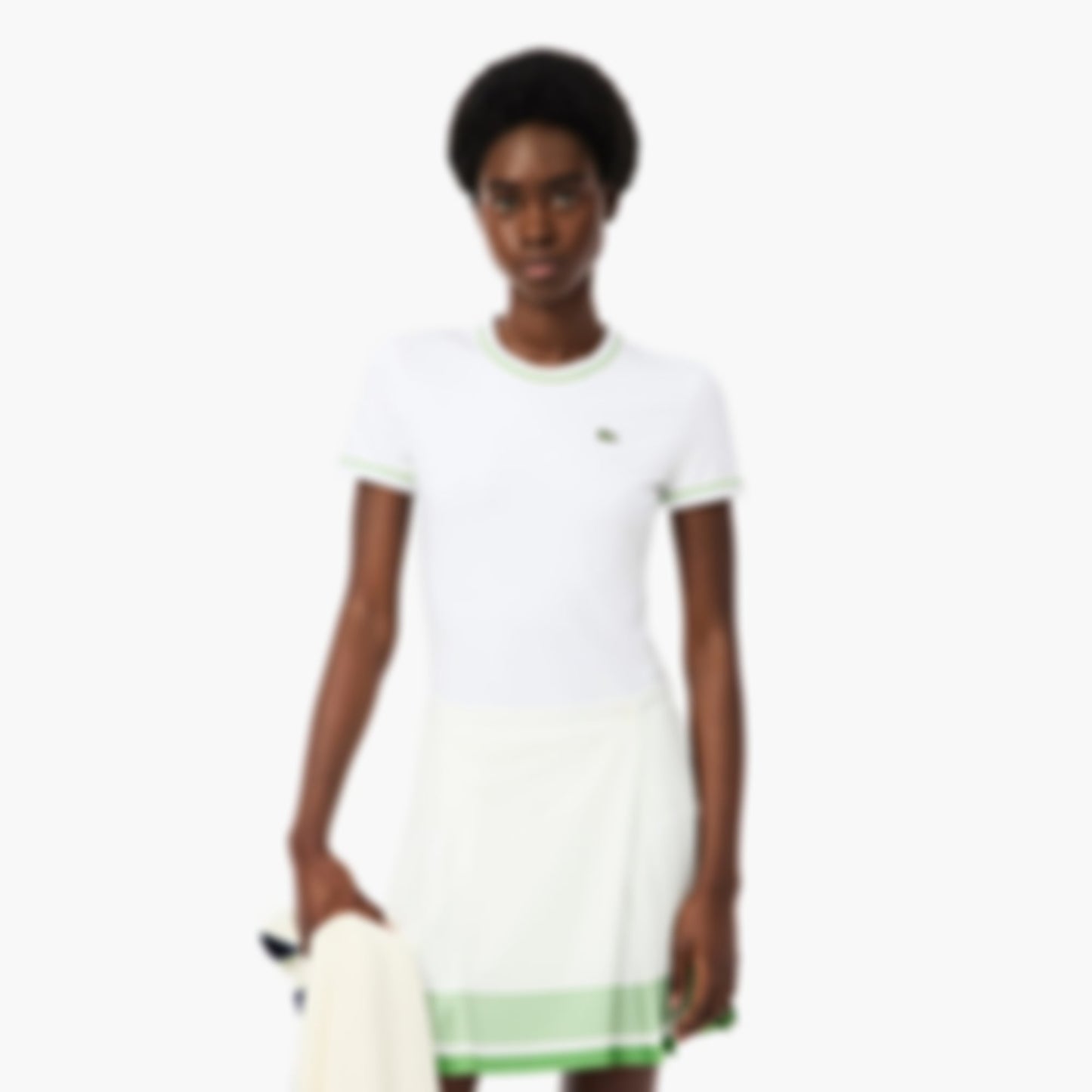 Women's Contrast Trim Jersey T-Shirt - Blanc / Vert
