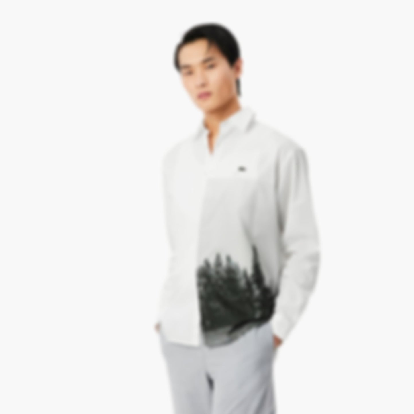 Relaxed Fit Printed Cotton Twill Shirt - White