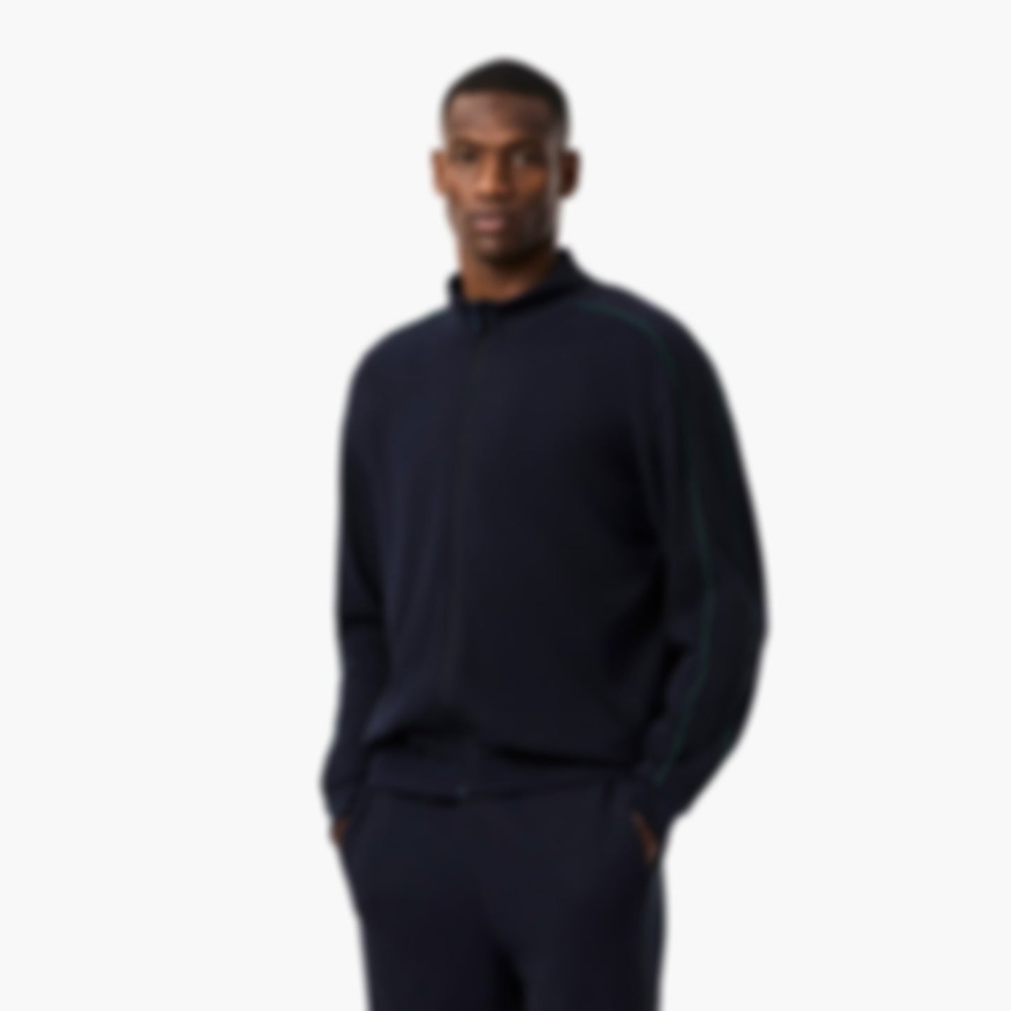 Men's Zip-Up Lounge Sweatshirt - Navy Blue / Green