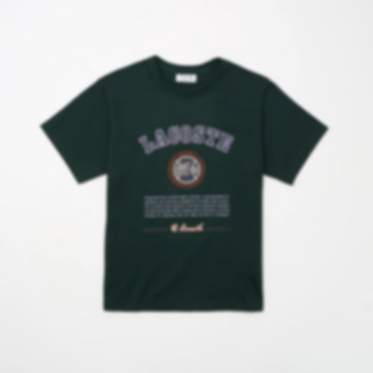 Women's Slim Fit Interlock Print T-Shirt - Forest green