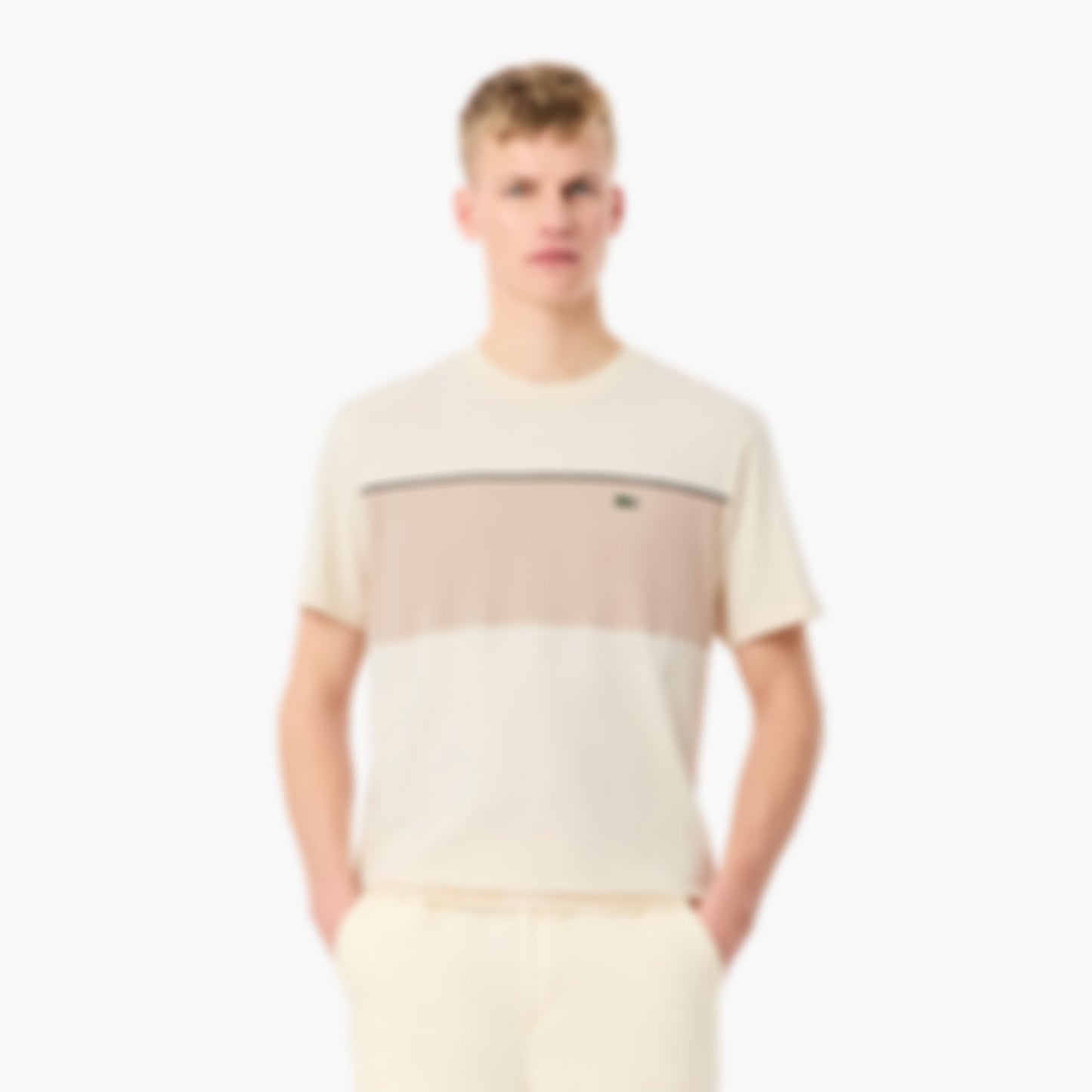 Colorblock Cotton T-Shirt - Beige