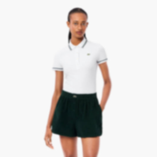 Women's L.12.D Slim Fit Trim Detail Polo - White / Navy Blue / Green