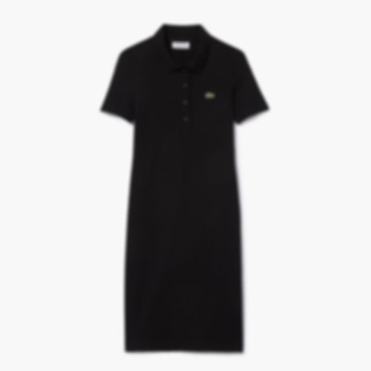 Women's Slim Fit Ribbed Cotton Dress - Black