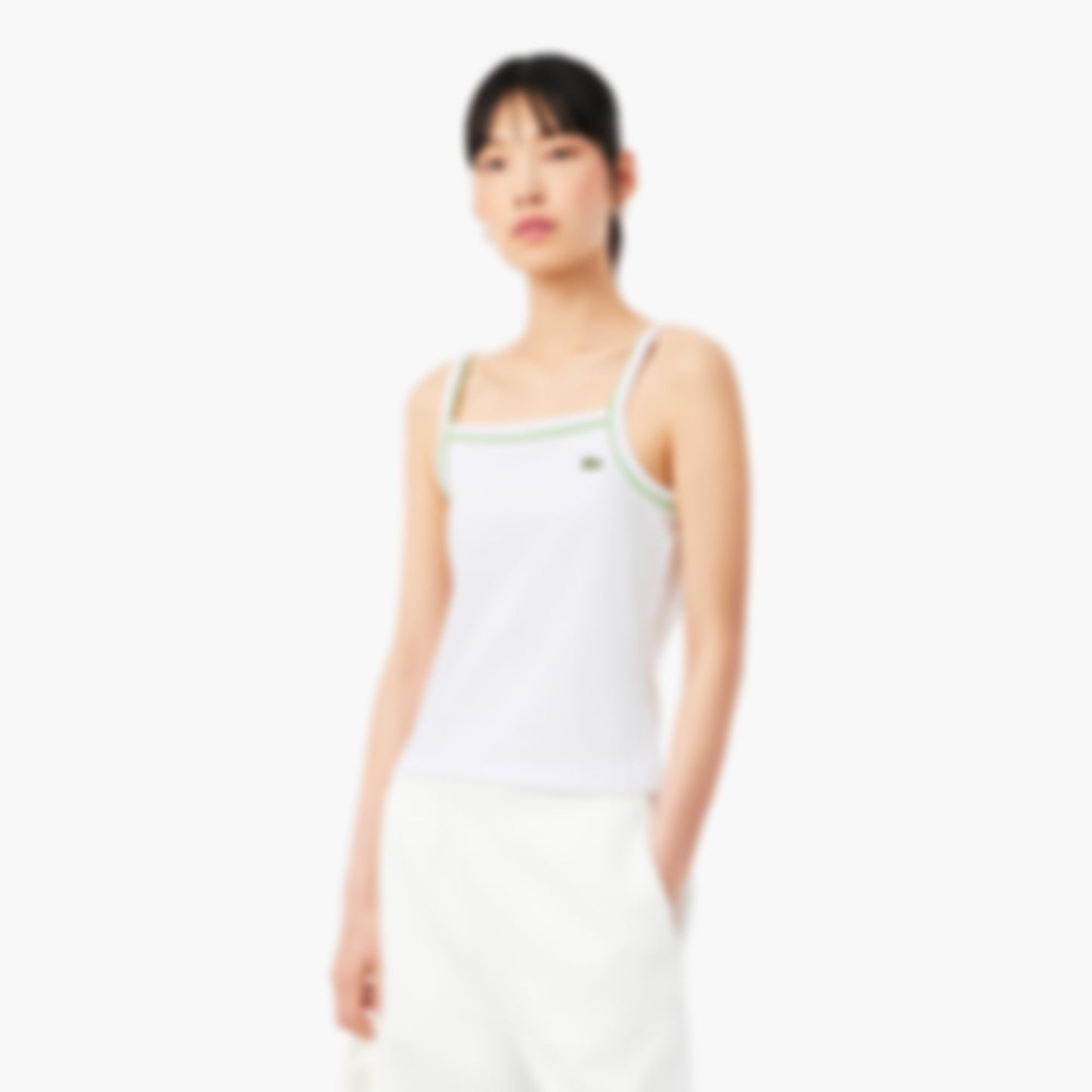 Contrast Accent Cotton Tank Top - Blanc / Vert